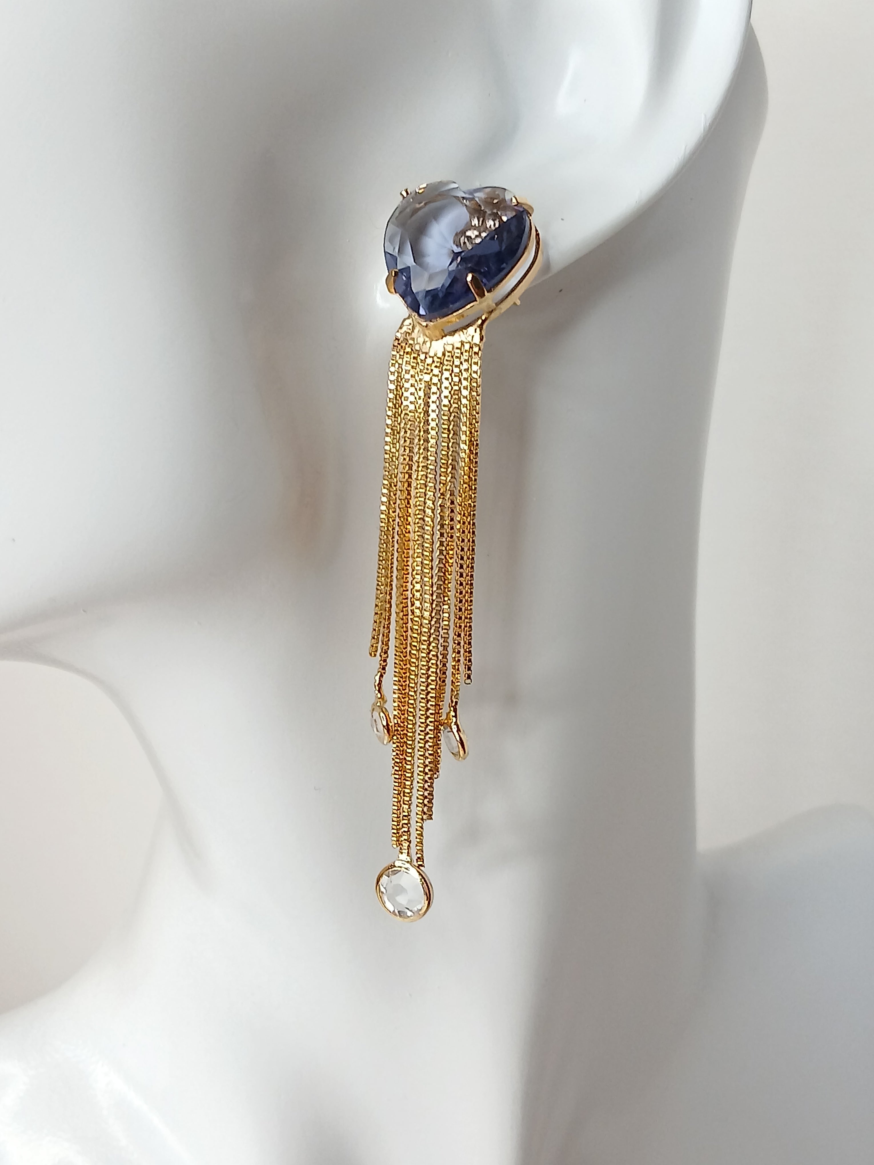 Brinco Coração com Franja